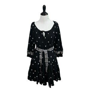 A Loves A Women's S Small Prairie Mini Dress Belted Puff Sleeves Embroidered